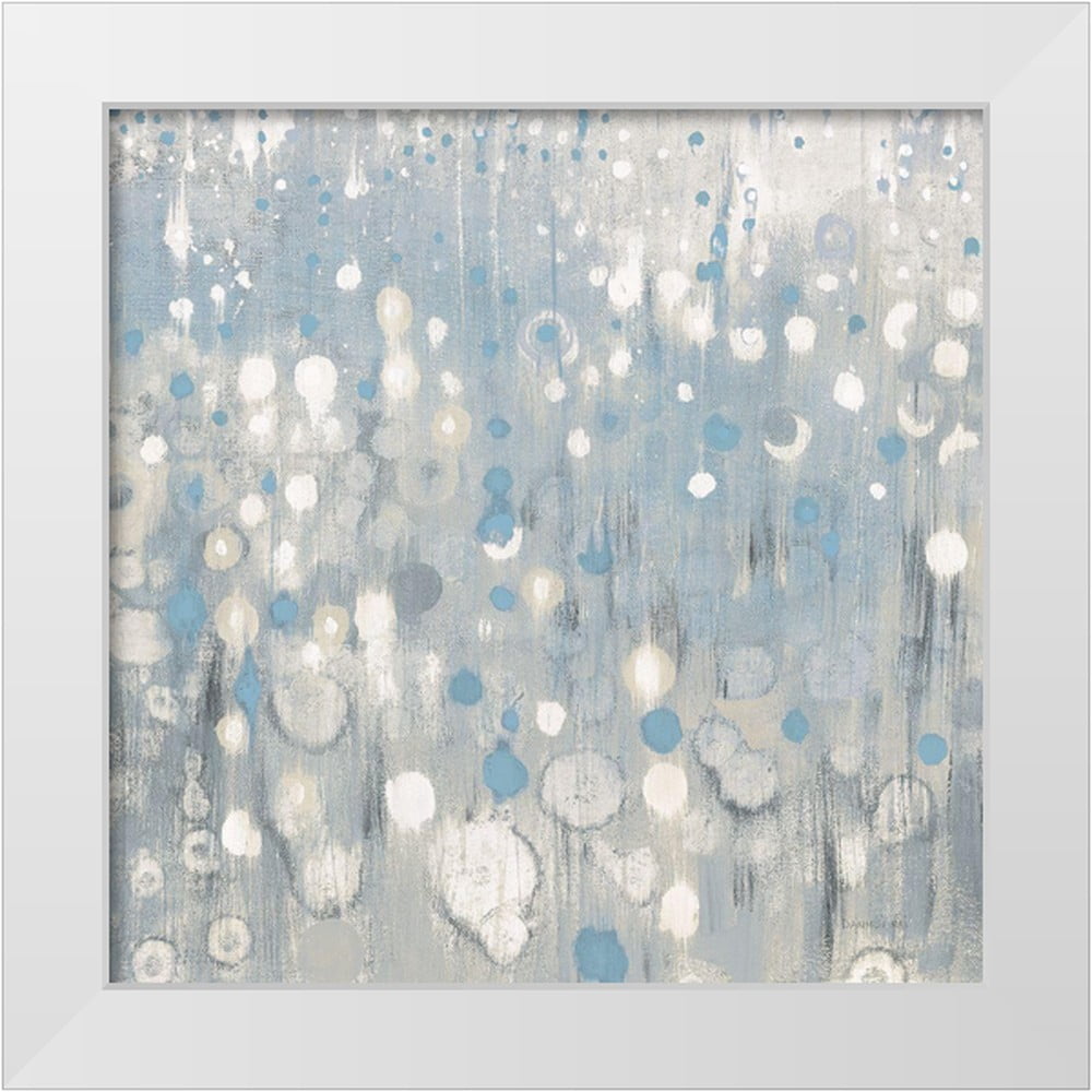 Rain Abstract VI Blue Framed Art with White Mat