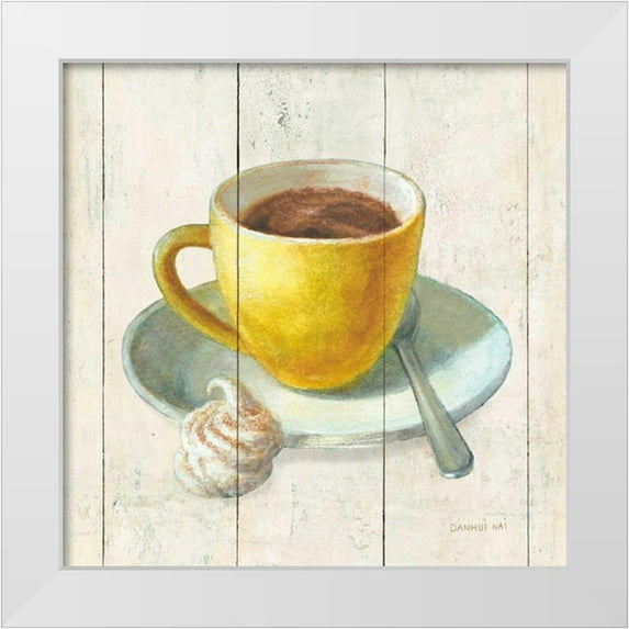 Nai, Danhui 20x20 White Modern Wood Framed Museum Art Print Titled - Wake Me Up Coffee IV