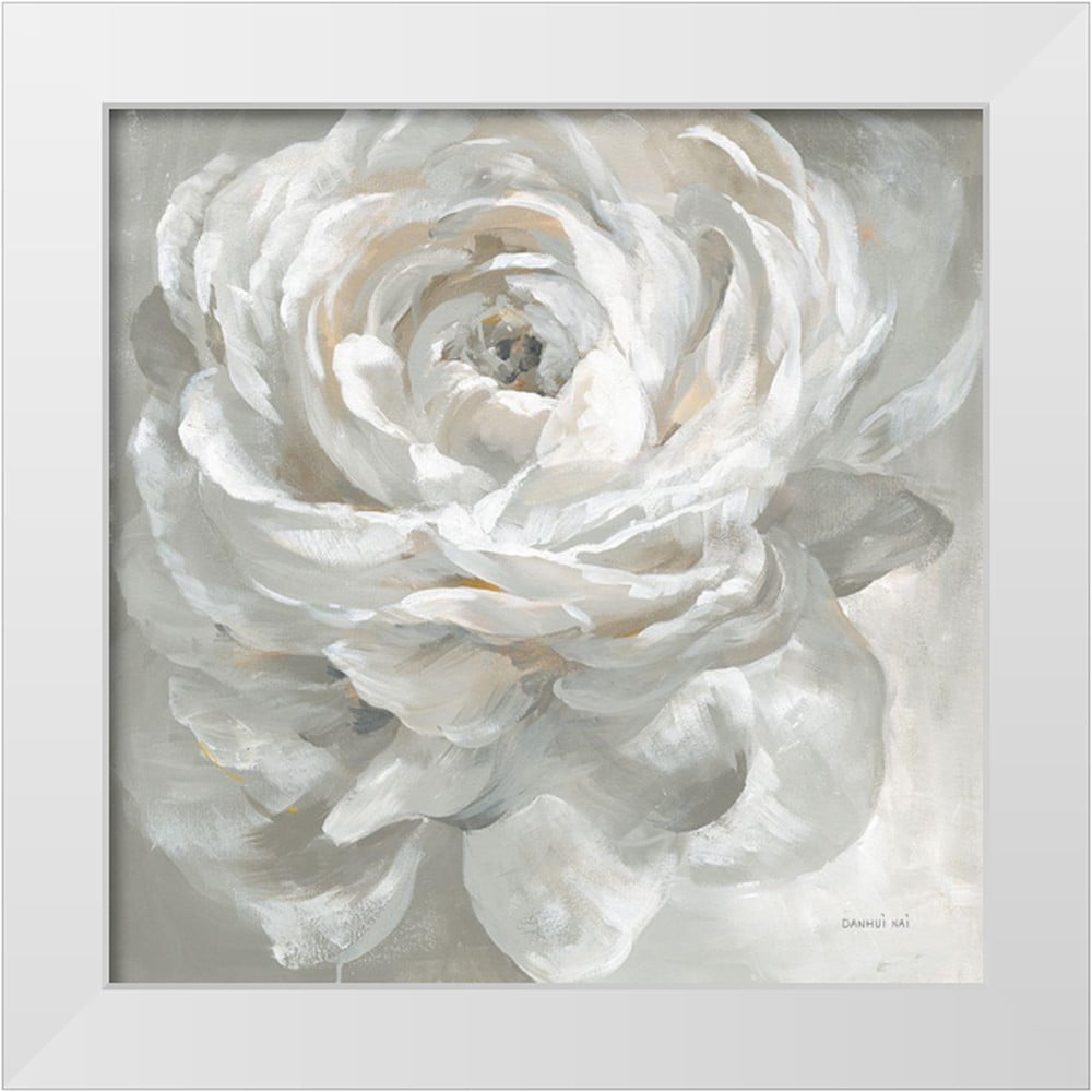 Danhui Nai White Rose Framed Art Print with Silver Frame