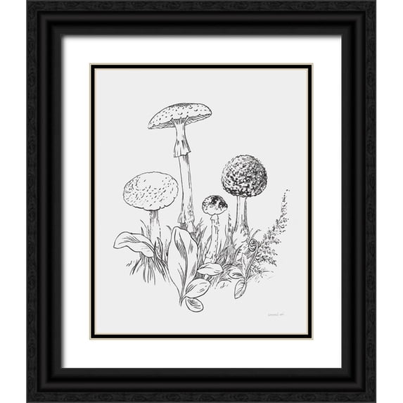 Nai, Danhui 20x24 Black Ornate Wood Framed with Double Matting Museum Art Print Titled - Natures Sketchbook II Bold Light Gray