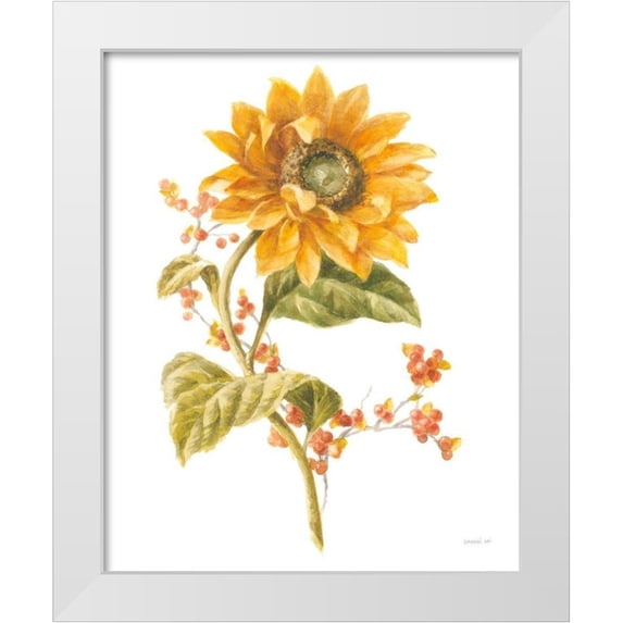 Nai, Danhui 20x24 White Modern Wood Framed Museum Art Print Titled - Floursack Autumn I on White