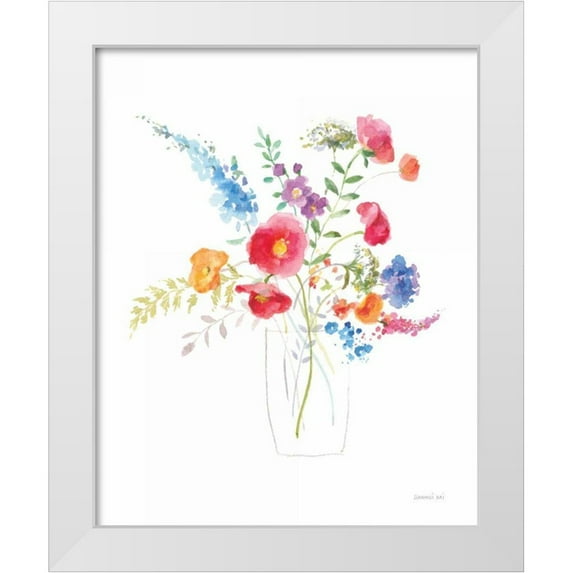 Nai, Danhui 20x24 White Modern Wood Framed Museum Art Print Titled - Semi Abstract Floral II
