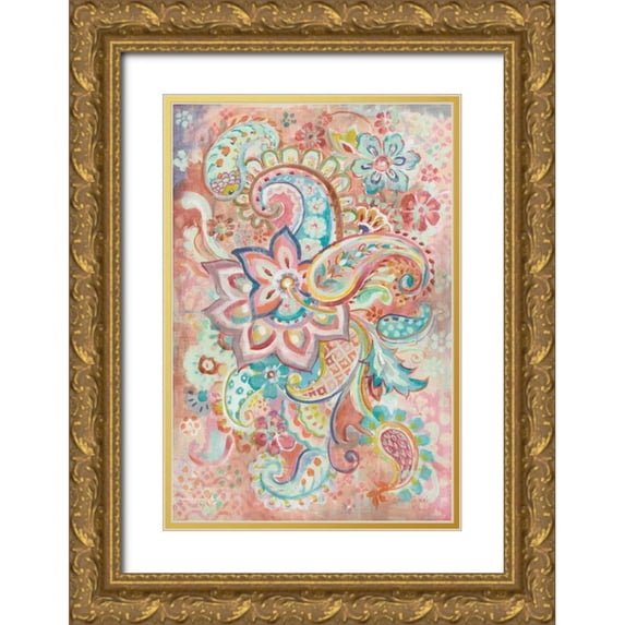 Nai, Danhui 23x32 Gold Ornate Wood Framed with Double Matting Museum Art Print Titled - Paisley Galore