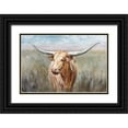 thumbnail image 1 of Nai, Danhui 24x17 Black Ornate Wood Framed with Double Matting Museum Art Print Titled - Big Sky Longhorn Sunset, 1 of 4