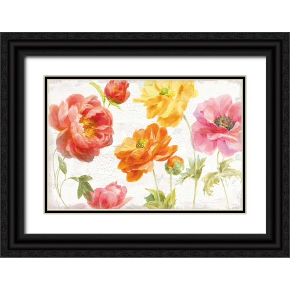 Nai, Danhui 24x17 Black Ornate Wood Framed with Double Matting Museum Art Print Titled - Full Bloom I