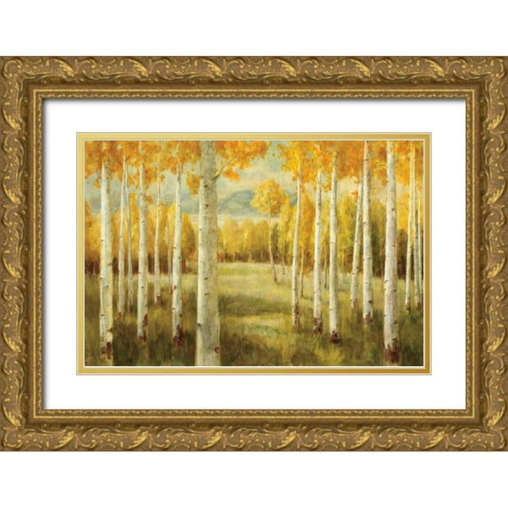 Nai, Danhui 24x17 Gold Ornate Wood Framed with Double Matting Museum Art Print Titled - Aspens