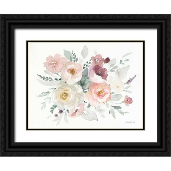 Nai, Danhui 24x19 Black Ornate Wood Framed with Double Matting Museum Art Print Titled - Essence of Spring II