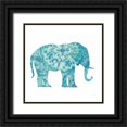 thumbnail image 1 of Nai, Danhui 26x26 Black Ornate Wood Framed with Double Matting Museum Art Print Titled - Boho Teal Elephant I, 1 of 4