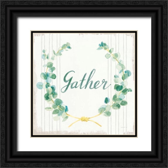 Nai, Danhui 26x26 Black Ornate Wood Framed with Double Matting Museum Art Print Titled - Floursack Holiday IX Gather Dark Green