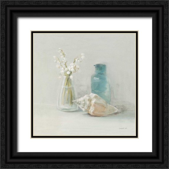 Nai, Danhui 26x26 Black Ornate Wood Framed with Double Matting Museum Art Print Titled - Light Lily of the Valley Spa