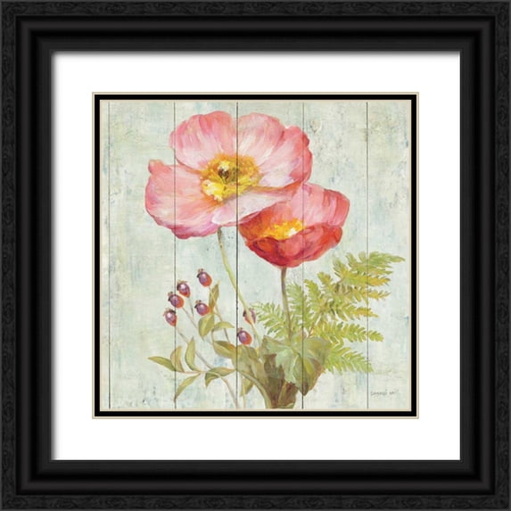 Nai, Danhui 26x26 Black Ornate Wood Framed with Double Matting Museum Art Print Titled - Natural Floral IV