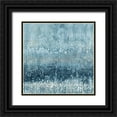 thumbnail image 1 of Nai, Danhui 26x26 Black Ornate Wood Framed with Double Matting Museum Art Print Titled - Rain Abstract III Blue Silver, 1 of 4