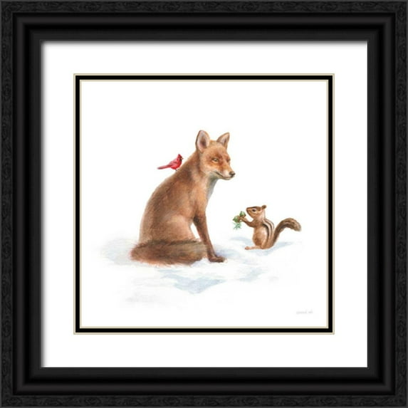 Nai, Danhui 26x26 Black Ornate Wood Framed with Double Matting Museum Art Print Titled - Woodland Celebration V on White