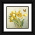 thumbnail image 1 of Nai, Danhui 26x26 Black Ornate Wood Framed with Double Matting Museum Art Print Titled - Yellow French Tulips, 1 of 4