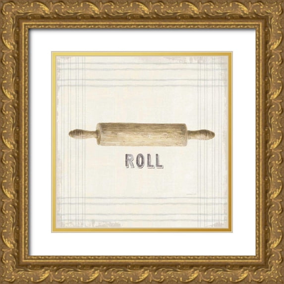Nai, Danhui 26x26 Gold Ornate Wood Framed with Double Matting Museum Art Print Titled - Floursack Kitchen Sign II Neutral Sq