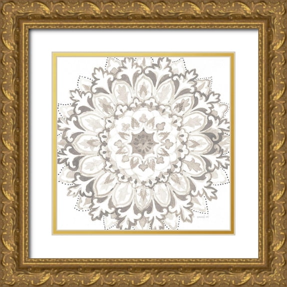 Nai, Danhui 26x26 Gold Ornate Wood Framed with Double Matting Museum Art Print Titled - Mandala Delight II Neutral Crop