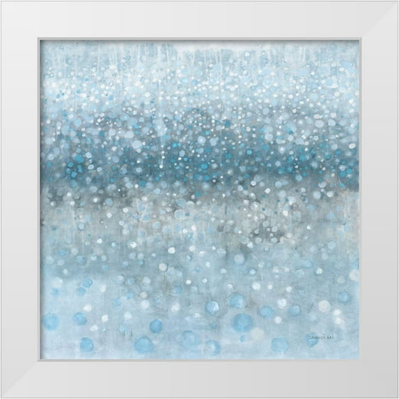 Nai, Danhui 26x26 White Modern Wood Framed Museum Art Print Titled - Abstract Rain Slate Blue