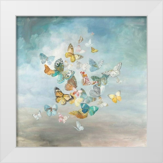 Nai, Danhui 26x26 White Modern Wood Framed Museum Art Print Titled - Beautiful Butterflies