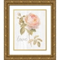 thumbnail image 1 of Nai, Danhui 26x32 Gold Ornate Wood Framed with Double Matting Museum Art Print Titled - Garden Rose on Wood Love, 1 of 4