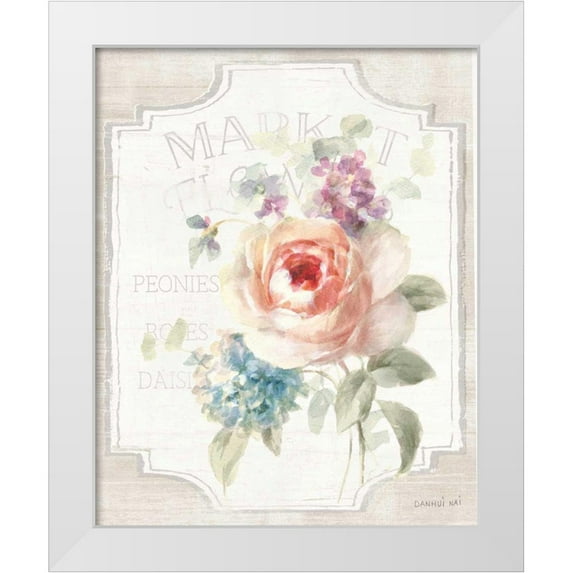 Nai, Danhui 26x32 White Modern Wood Framed Museum Art Print Titled - Cottage Garden III on wood