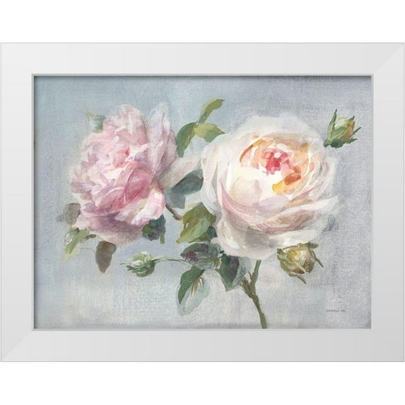 Nai, Danhui 32x25 White Modern Wood Framed Museum Art Print Titled - Light Lovely Roses