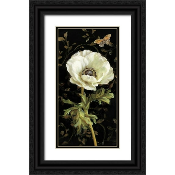 Nai, Danhui 9x14 Black Ornate Wood Framed with Double Matting Museum Art Print Titled - Jardin Paris Florals I