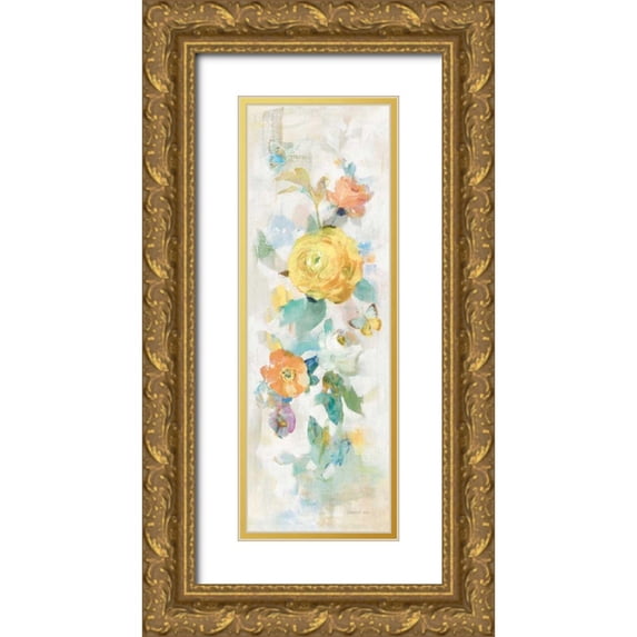 Nai, Danhui 9x18 Gold Ornate Wood Framed with Double Matting Museum Art Print Titled - Natural Blooming Splendor III