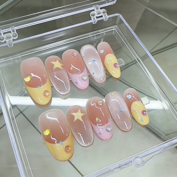 Nai Zi, pure handmade nail wear, advanced fairy temperament, spring dopamine white and cold atmosphere nail art sticker