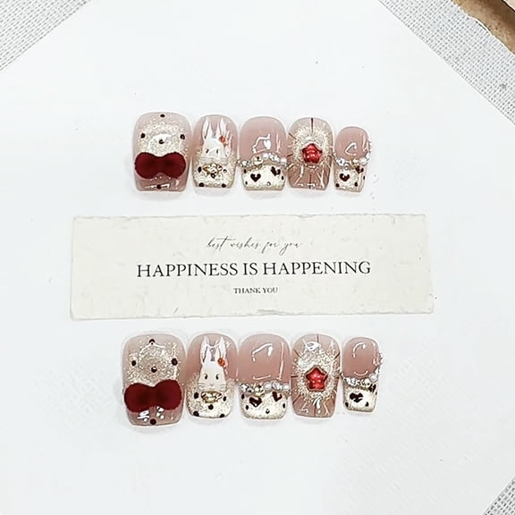 Nai Zi, purely handmade phototherapy wearing manicure cute velvet rabbit wholesale finished product reusable patch can be