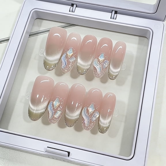 Nai Zi, purely handmade wearing armor, advanced fairy temperament, forest island, white and cold smile, cat's eye nail art sticker