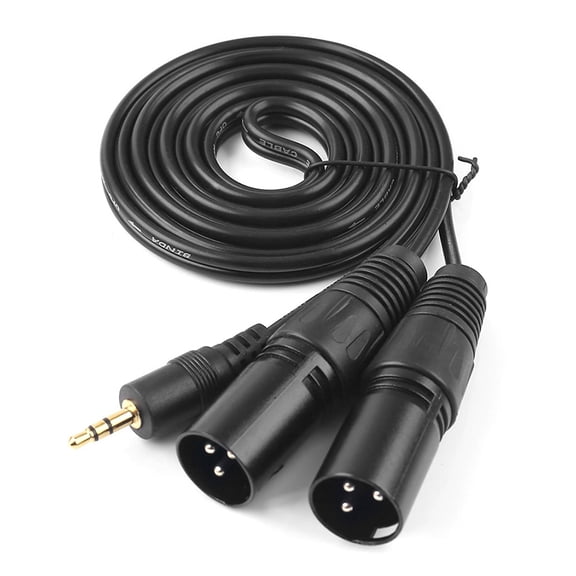 Naierhg 1.5m 3.5mm Aux Stereo Audio Male to 2 Dual XLR Male Cable Cord for Phone Laptop