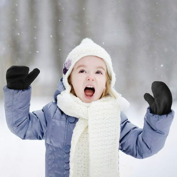 Naierhg 1 Pair Children Winter Gloves Soft Comfortable to Wear Good-looking Wide Application Lightweight Windproof Acrylic Full Finger Knit Gloves Red