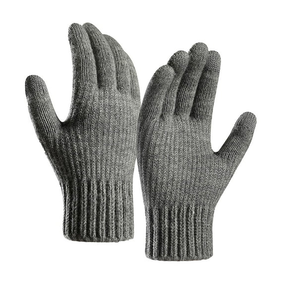 Naierhg 1 Pair Gloves Knitted Touchscreen Thickened Stretchy Full Finger Keep Warm Alpaca Wool Autumn Winter Adults Motorcycle Riding Gloves Dark Gray
