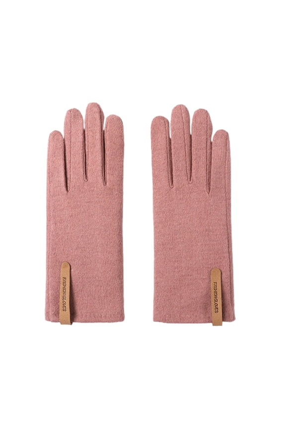 1 Pair Opening Fingertip Faux Leather Logo Women Gloves Autumn Winter Fleece Thermal Gloves Costume Accessories keep warm Grey