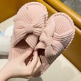 thumbnail image 1 of Naierhg 1 Pair Slippers Open Toe Cross Bow Decor Solid Color Flat Sole Soft Fabric Striped Texture Anti-skid Wear-resistant Breathable Women Home Slippers for Home Orange, 1 of 8