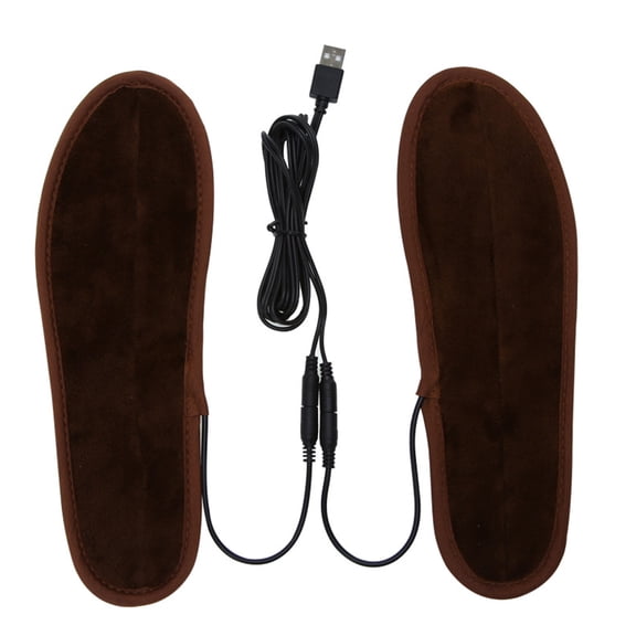 Naierhg 1 Pair Soft Cold-proof USB Charging Electric Heating Insole Foot Warmer Pad
