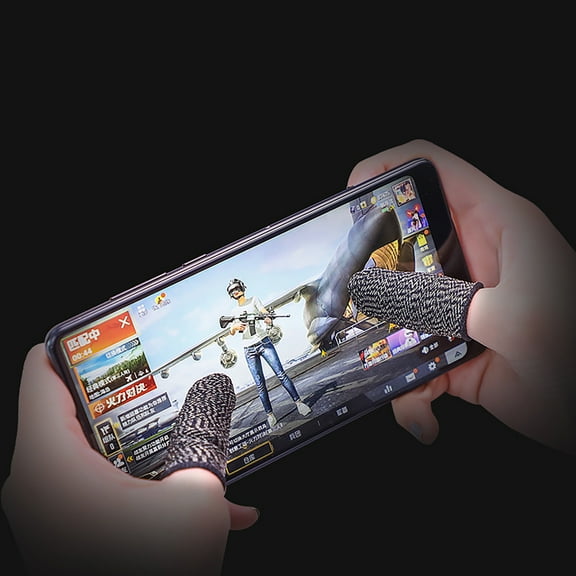 Naierhg 1 Pair Touch Screen Finger Sleeves Non-Scratch Nylon Fiber Mobile Game Finger Cots for Entertainment