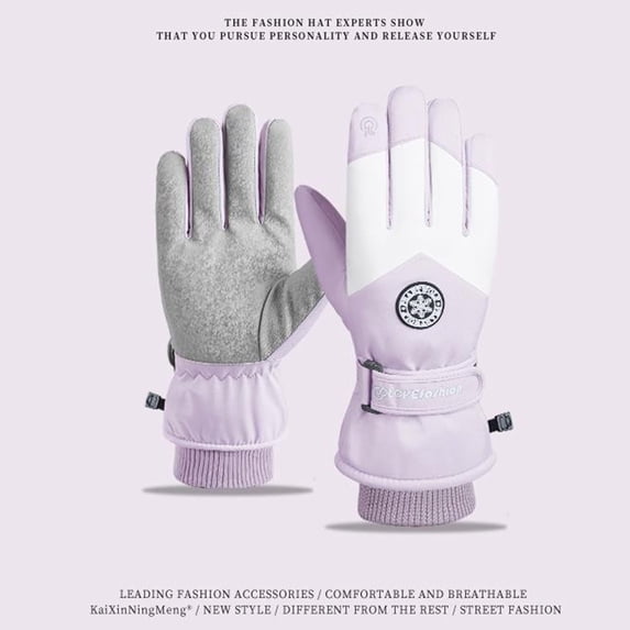 Naierhg 1 Pair Unisex Gloves Plush Lining Non-slip Thicken Mittens Waterproof Touch Screen Gloves Blue