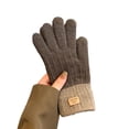 thumbnail image 1 of Naierhg 1 Pair Winter Gloves Unisex Soft Thick Plush Full Fingers Knitted Color Matching Anti-slip Thickened Outdoor Cycling Gloves keep warm Coffee, 1 of 8