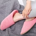 thumbnail image 1 of Naierhg 1 Pair Winter Slippers Unisex Couple Slippers Homewear Anti-slip Plush Soft Thick Warm Soft Thick Soles Slient Slide Flat Floor Shoes for Home Red, 1 of 8