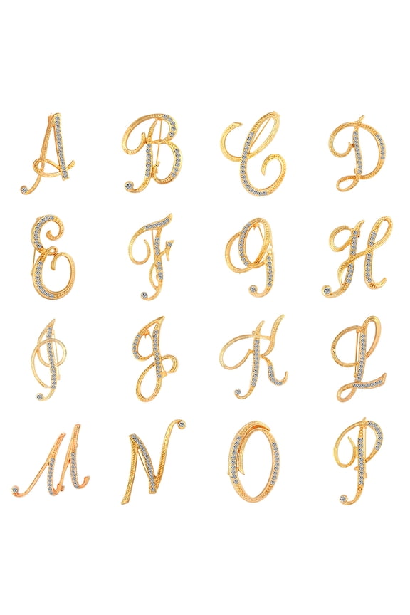 1 Pc Fashion Unisex Rhinestone English Letters Alphabet A-Z Brooch Pin Ornament Silver