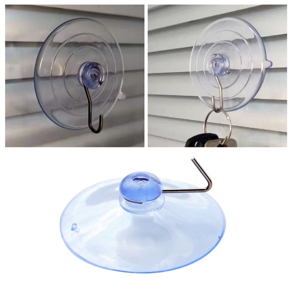 Naierhg 1 Set Practical Suction Hook Widely Use PVC Transparent Clear Sucker Hanger for Daily