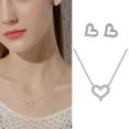 thumbnail image 1 of Naierhg 1 Set Women Necklace Earrings Set Heart Pendant Rhinestone Adjustable Length Ear Studs Alloy Prom Party Necklace Stud Earrings Bride Wedding Jewelry Set, 1 of 7