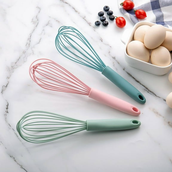 Naierhg 10 Inches Egg Beater Non-stick Easy to Clean PP Handle Silicone Egg Whisk Milk Mixing Stick Chef Aid Tool Kitchen Gadget