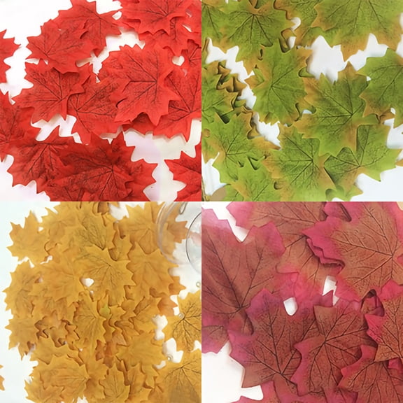 Naierhg 100 Pcs Fall Fake Silk Leaves Wedding Favor Autumn Maple Leaf Wedding Decoration 5#