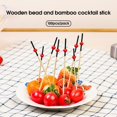 thumbnail image 1 of Naierhg 100Pcs/Bag Bamboo Stick Anti-crack Food Grade Smooth Wooden Bead Design Disposable Food Stick for Kitchen, 1 of 8
