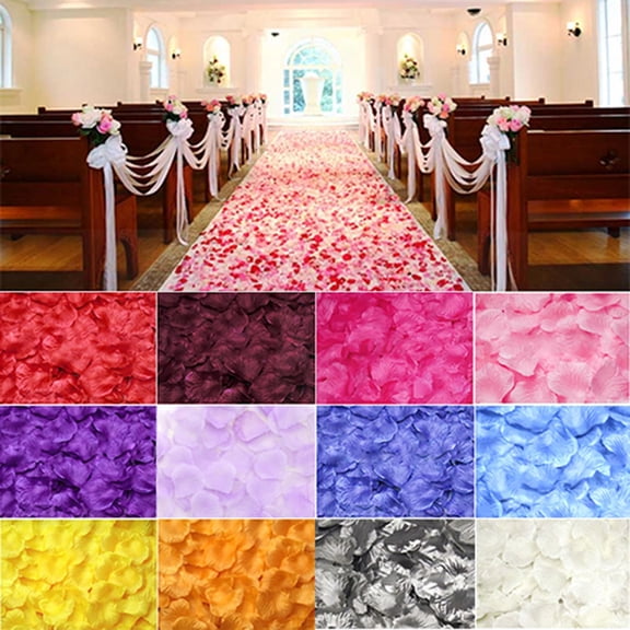 Naierhg 100Pcs Fake Flowers Romantic Colorful Fabric Artificial Rose Flower Petals for Wedding 17