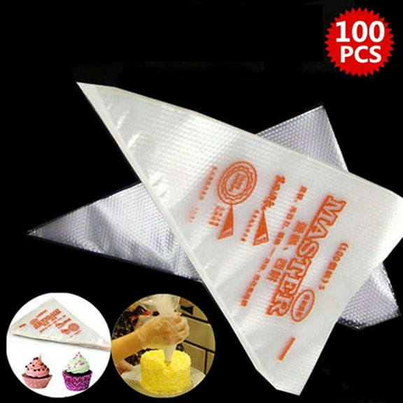 Naierhg 100Pcs Icing Bags Disposable Decorating Plastic Cake Cream Decorating Piping Bags for Kitchen