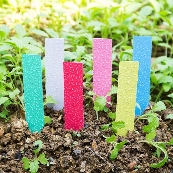 Naierhg 100Pcs Pot Stake Tags Nursery Stick Marker Tool Seed Tray Plastic Plant Labels,Green
