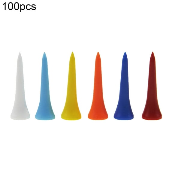 Naierhg 100Pcs/Set Golf Tees Reduce Friction Widely Applied Golf Accessories Mixed Color Plastic Golf Tees for Lawn